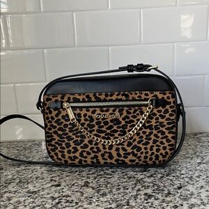 Michael Kors Leopard Print Crossbody Bag with Gold Chain